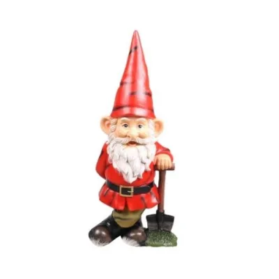 Tuinkabouter met schep 30 cm rood