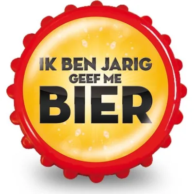Grappige Verjaardagsflesopener: "Ik ben jarig, geef me bier!"
