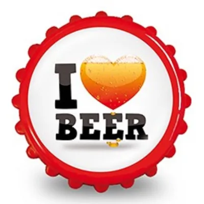 I Love Beer - Flesopener - Rood Kunststof met Magneet