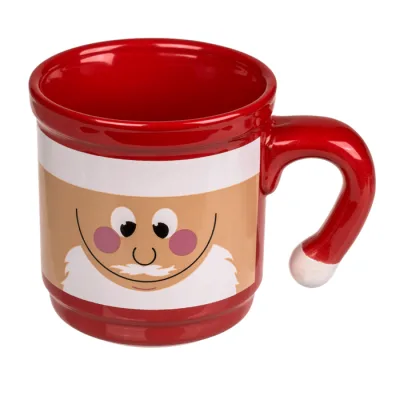 Mok rood met gezicht kerstman