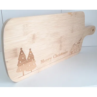 Borrelplank kerst van bamboe met tekst Merry Christmas