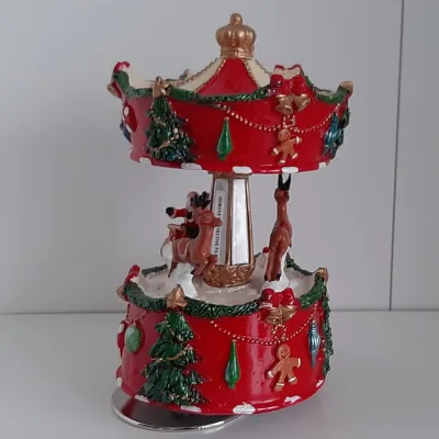 Speeldoos kerst carrousel rood
