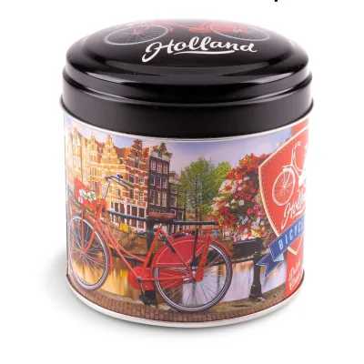 Stroopwafel blik fiets op brug typisch Hollands