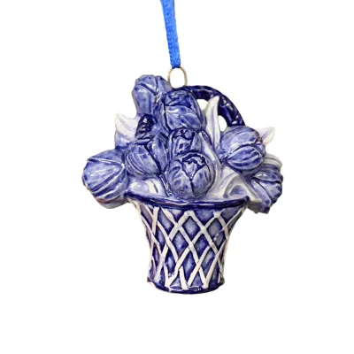 Kerstboom hanger Hollands Delftsblauwe tulpenmand