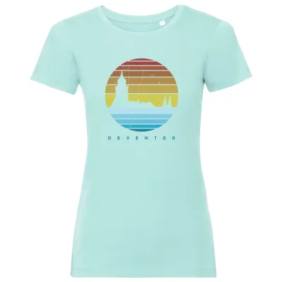 Deventer retro dames T-shirt aqua met tekst