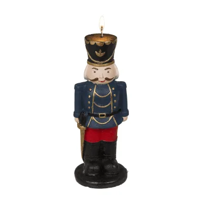 Kerst kaars notenkraker blauw 21cm hoog