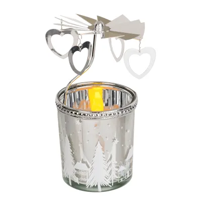 Theelicht caroussel kerst met kerst hartjes