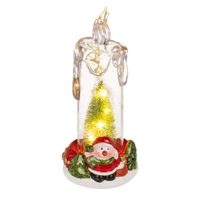 LED kerst kaars met kerstboom en kerstman