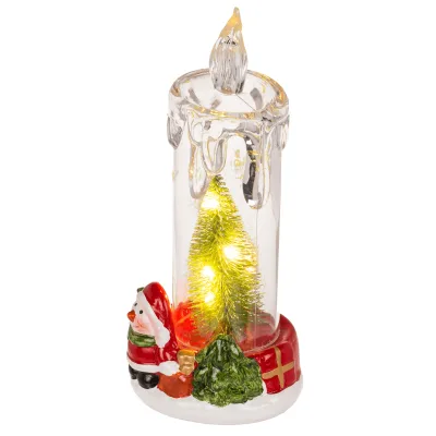 LED kerst kaars met kerstboom en sneeuwman