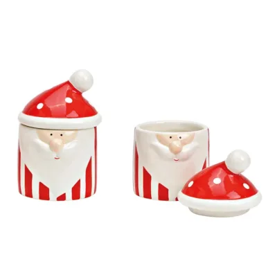 Voorraad pot kerst kerstman met muts als deksel