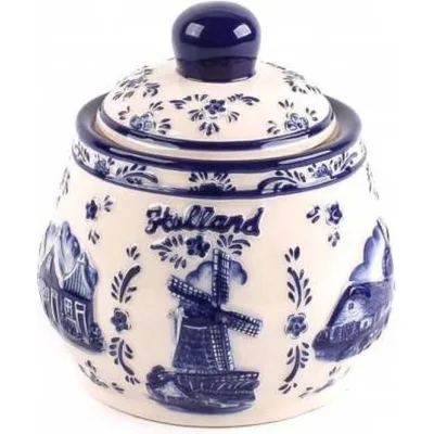 Delfts blauw embossed suikerpot Holland souvenir