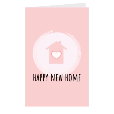 Kaart Happy new home roze