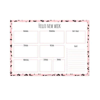 Weekplanner Dierenprint roze