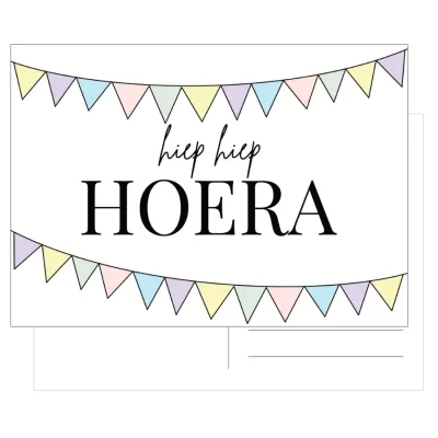 Kaart Hiep hier hoera vlaggetjes