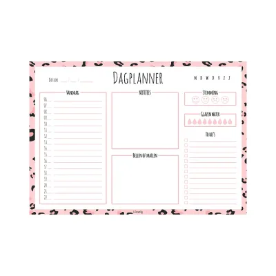 Dagplanner Dierenprint roze