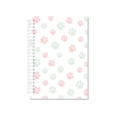 Notitieboek dierenpootjes roze-groen