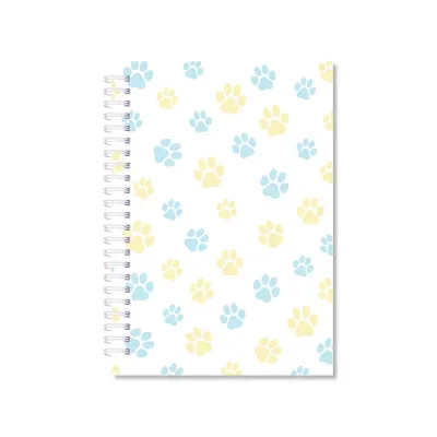 Notitieboek dierenpootjes blauw-geel