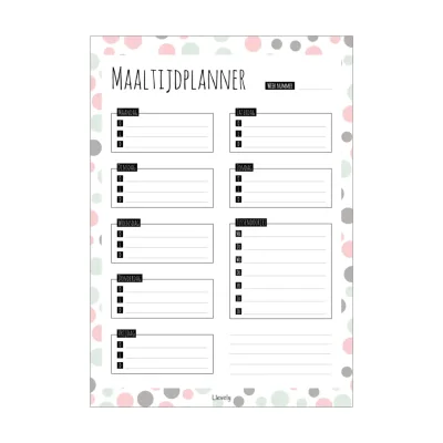 Maaltijdplanner A4 stip roze-groen