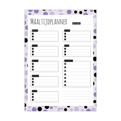 Maaltijdplanner A4 stip paars
