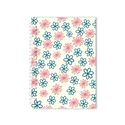 Notitieboek bloempatroon roze-blauw