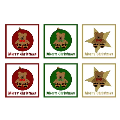 Kerstkaarten set beer 6 stuks
