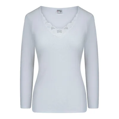 Beatrix onderblouse lange mouwen wit