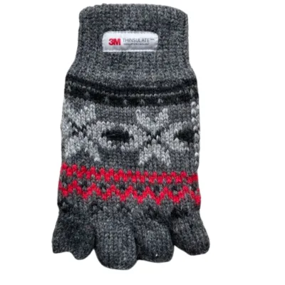 Noorse handschoenen zonder toppen dames grijs/rood