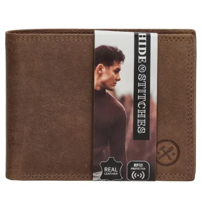 Leren heren portemonnee Hide & stitches bruin