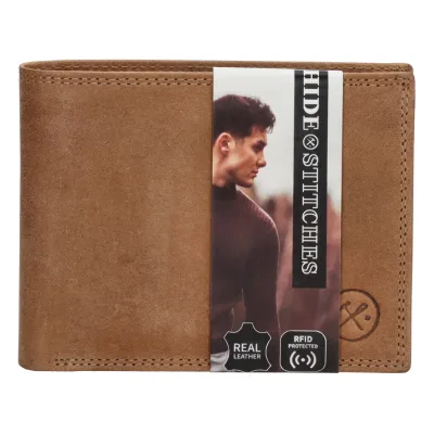 Leren heren portemonnee Hide & stitches camel