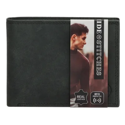 Leren heren portemonnee Hide & stitches  zwart