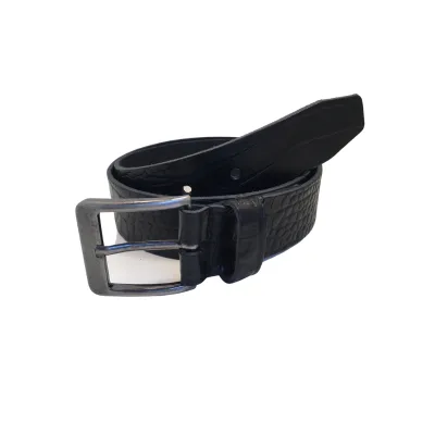 Broekriem  4 cm zwart croco motief