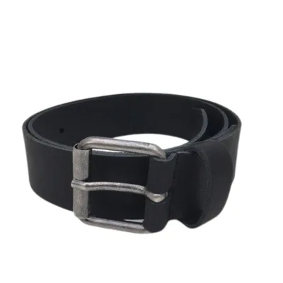 leren broekriem 4 cm rolgesp zwart