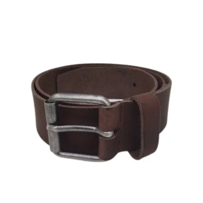 leren broekriem 4 cm rolgesp bruin