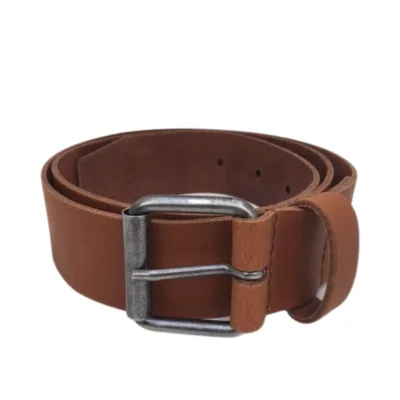 Leren broekriem 4 cm rolgesp cognac