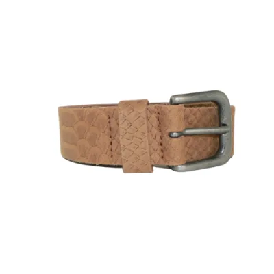 leren broekriem 3 cm breed reptiel print cognac