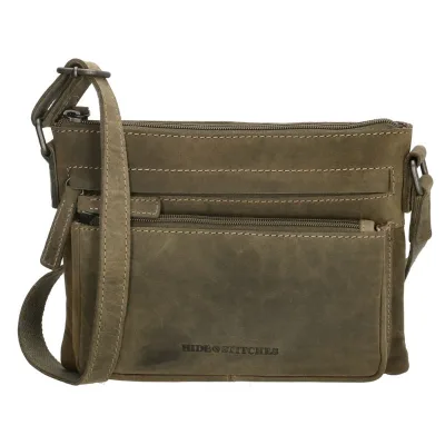 leren schoudertas dames groen Hide & Stitches 20029