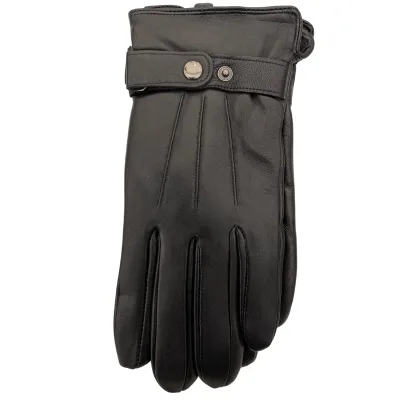 Leren handschoenen heren gevoerd  zwart