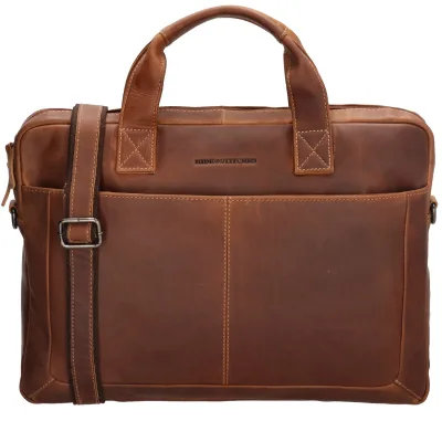 Hide & Stitches Japura leren laptoptas 15,6 inch (34.5x19.4 cm) - 005 cognac