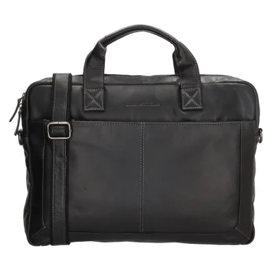 Hide & Stitches Japura leren laptoptas zwart 15,6 inch (34.5x19.4 cm)