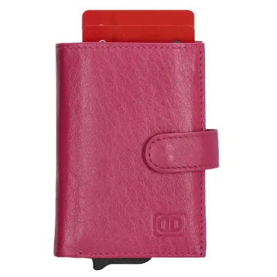 Leren pasjeshouder Double D Fuchsia