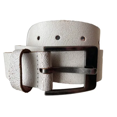 Broekriem  4,5 cm breed craquelé wit