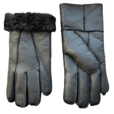 Leren handschoen heren - Handschoen heren winter - Lammy - 100 % Wol -  Zwart