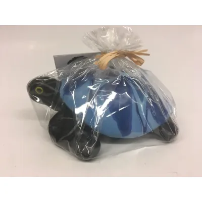Kaars schildpad met blauw motief, handgemaakt in Afrika