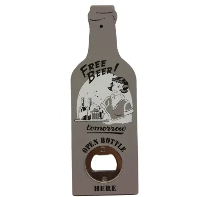 Flesopener hout met opdruk Free Beer | SALE