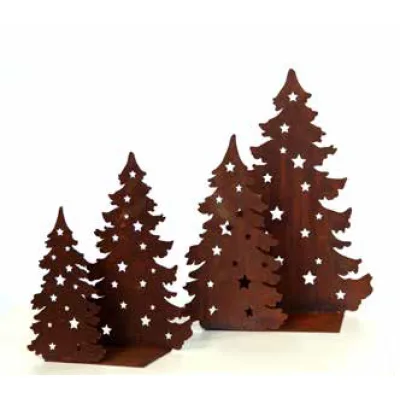 Kerstbomen op vierkante plaat, roest design