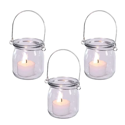 Glas windlicht met beugel, hangend