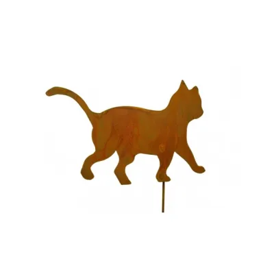 Speels katje stappend, tuinsteker, roest design