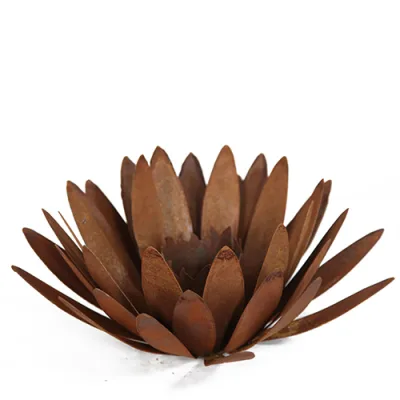 Chrysant met houder voor brandstofgel om neer te leggen, roest design