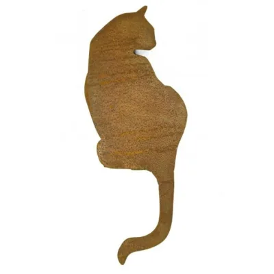 Decoratieve zittende kat opzij kijkend, roest design