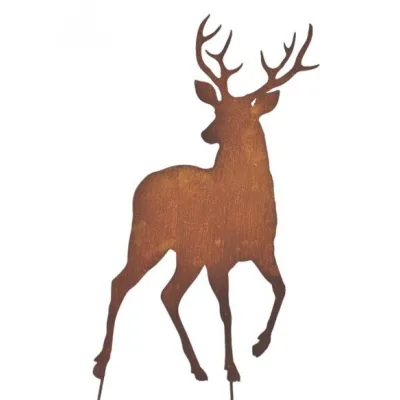 Decoratief hert aanzicht van voren, tuinsteker, roest design